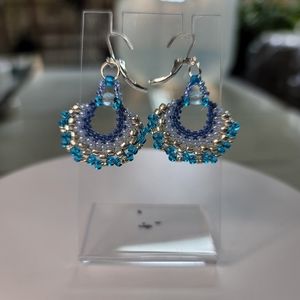 Boho Hand Beaded Fan Earrings